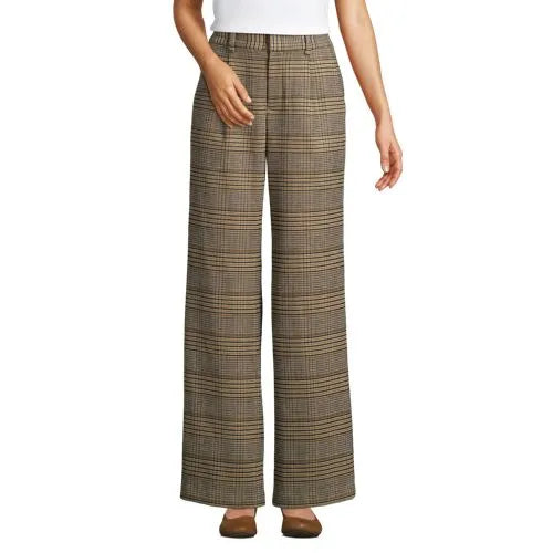 Women's Brushed Flannel High Rise Pleated Wide Leg Pants