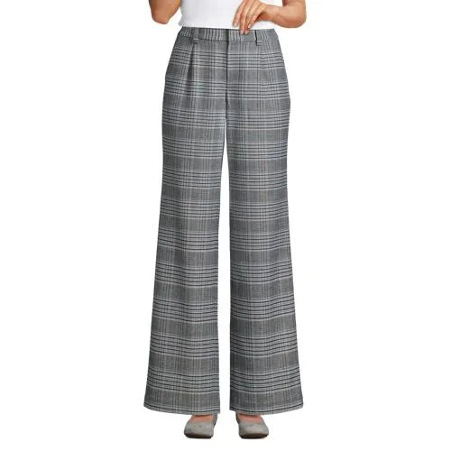 Women's Brushed Flannel High Rise Pleated Wide Leg Pants