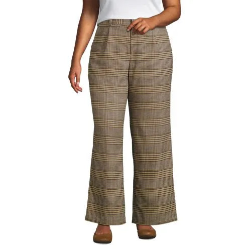 Women's Brushed Flannel High Rise Pleated Wide Leg Pants