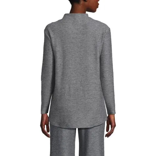 Women's Cable Ottoman Relaxed Long Sleeve Funnel Neck Tunic