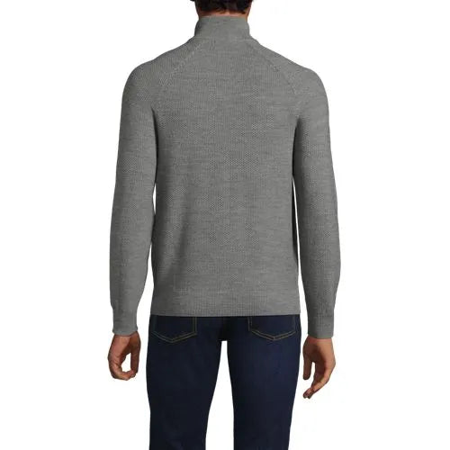 Men's Long Sleeve Washable Merino Wool Quarter Zip Sweater
