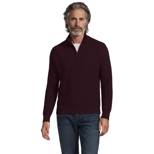Men's Long Sleeve Washable Merino Wool Quarter Zip Sweater