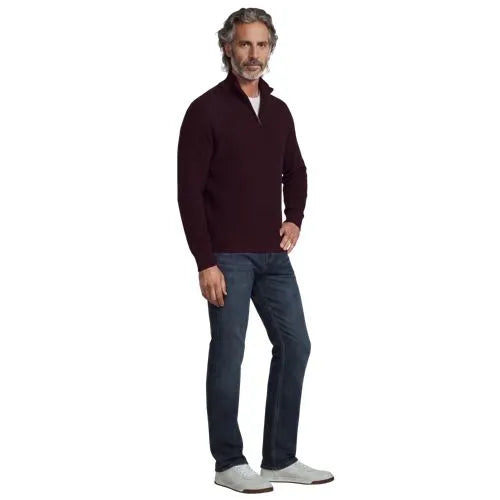 Men's Long Sleeve Washable Merino Wool Quarter Zip Sweater