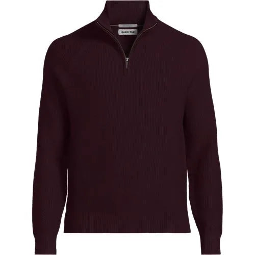 Men's Long Sleeve Washable Merino Wool Quarter Zip Sweater