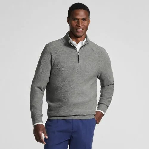 Men's Long Sleeve Washable Merino Wool Quarter Zip Sweater