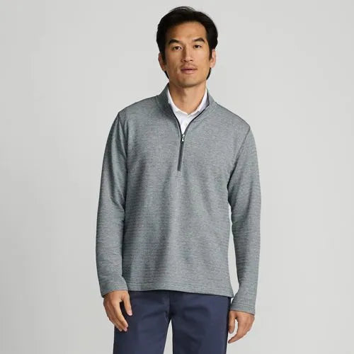 Men's Long Sleeve Herringbone Textured Quarter Zip