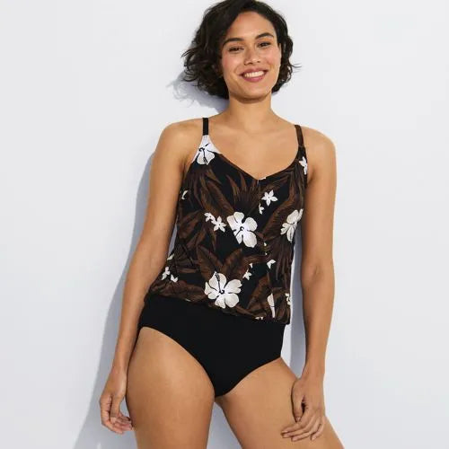 Women's Smoothing Control Blouson Fauxkini One Piece Swimsuit