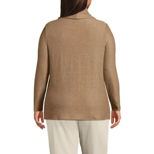 Women's Cable Ottoman Relaxed Long Sleeve Cowl Neck Top