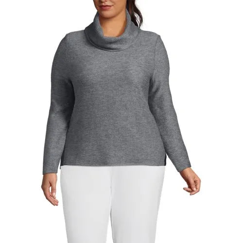 Women's Cable Ottoman Relaxed Long Sleeve Cowl Neck Top