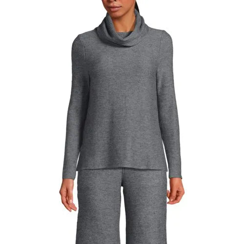 Women's Cable Ottoman Relaxed Long Sleeve Cowl Neck Top