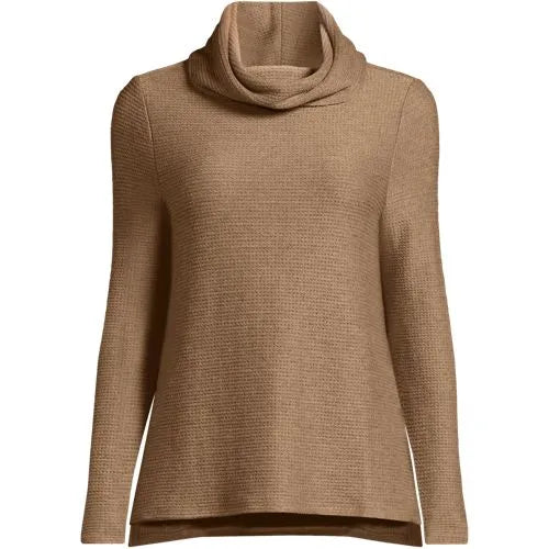 Women's Cable Ottoman Relaxed Long Sleeve Cowl Neck Top