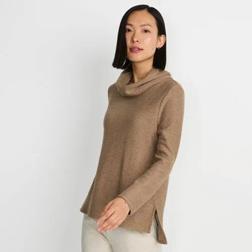 Women's Cable Ottoman Relaxed Long Sleeve Cowl Neck Top