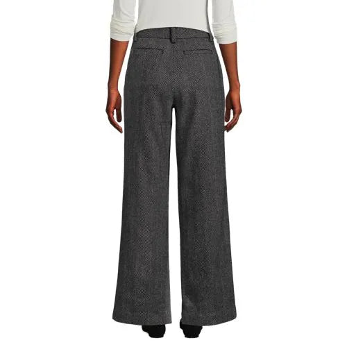 Women's Brushed Wool High Rise Pleated Wide Leg Pants