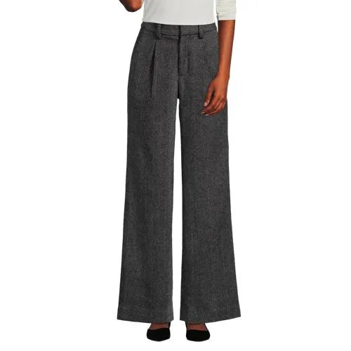 Women's Brushed Wool High Rise Pleated Wide Leg Pants