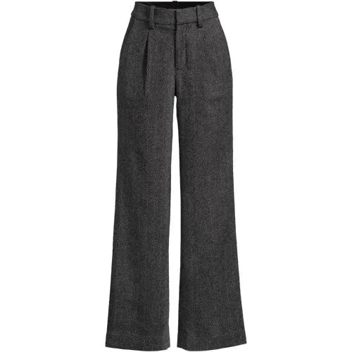 Women's Brushed Wool High Rise Pleated Wide Leg Pants