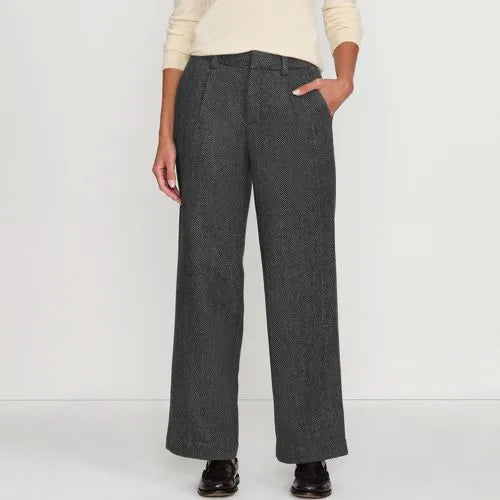 Women's Brushed Wool High Rise Pleated Wide Leg Pants