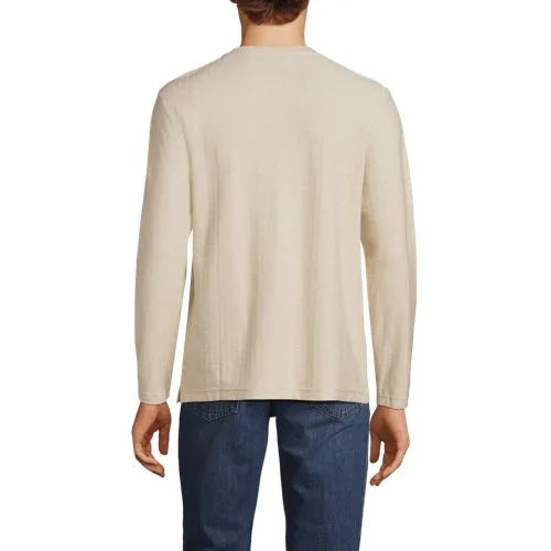 Men's Long Sleeve Textured Herringbone Henley
