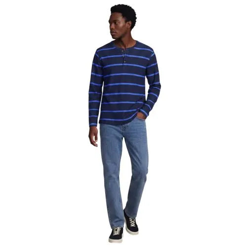 Men's Long Sleeve Textured Herringbone Henley