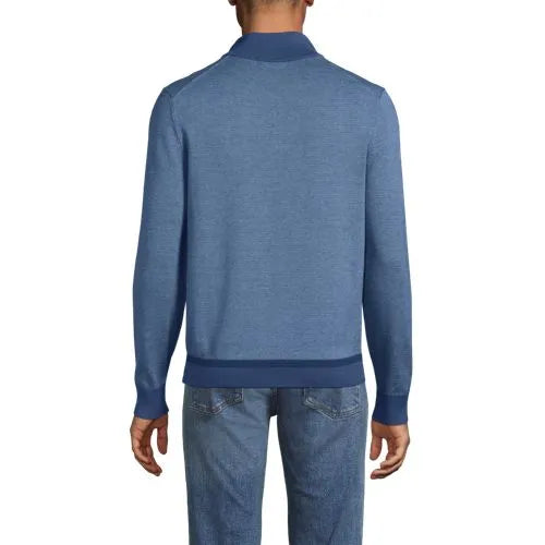 Men's Long Sleeve Fine Gauge Cotton Quarter Zip Sweater