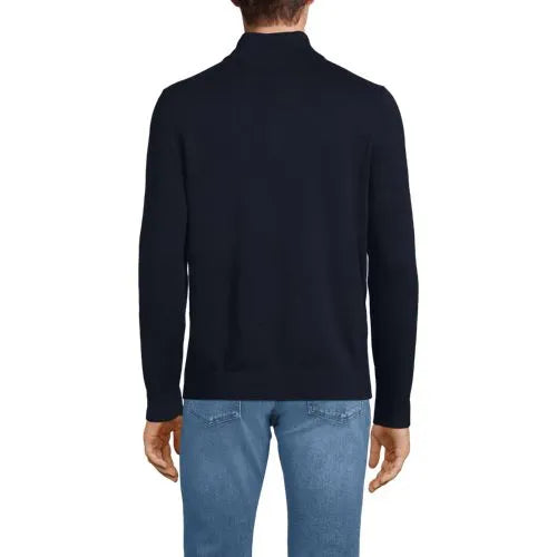 Men's Long Sleeve Fine Gauge Cotton Quarter Zip Sweater