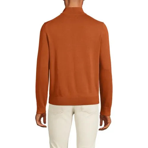 Men's Long Sleeve Fine Gauge Cotton Quarter Zip Sweater