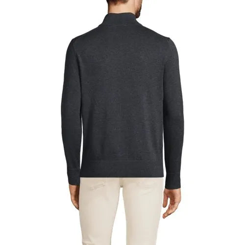 Men's Long Sleeve Fine Gauge Cotton Quarter Zip Sweater