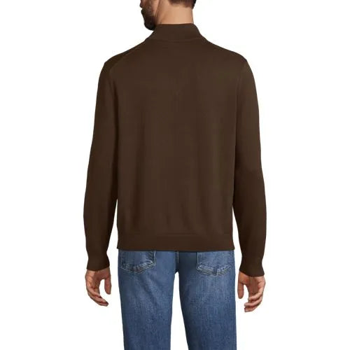 Men's Long Sleeve Fine Gauge Cotton Quarter Zip Sweater