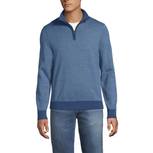 Men's Long Sleeve Fine Gauge Cotton Quarter Zip Sweater