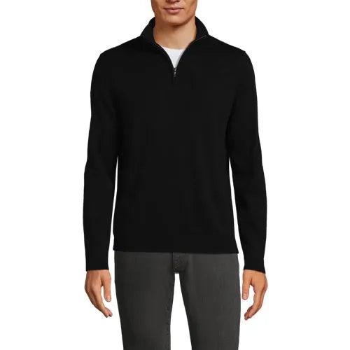 Men's Long Sleeve Fine Gauge Cotton Quarter Zip Sweater