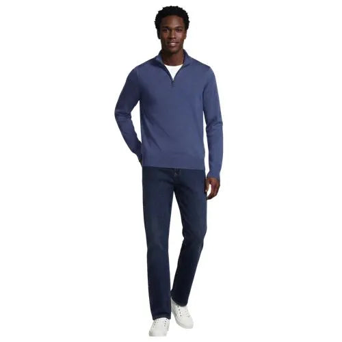 Men's Long Sleeve Fine Gauge Cotton Quarter Zip Sweater