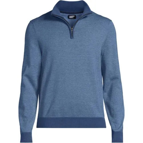 Men's Long Sleeve Fine Gauge Cotton Quarter Zip Sweater