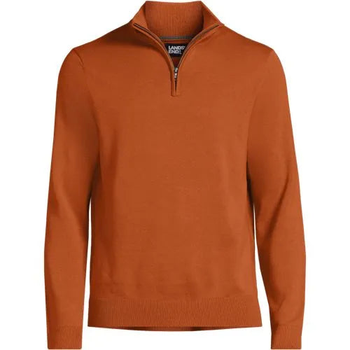 Men's Long Sleeve Fine Gauge Cotton Quarter Zip Sweater