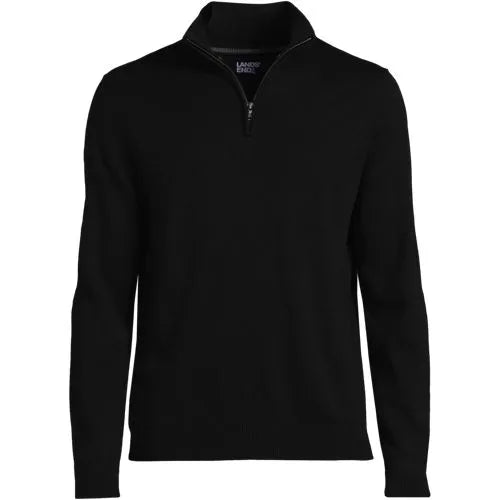 Men's Long Sleeve Fine Gauge Cotton Quarter Zip Sweater
