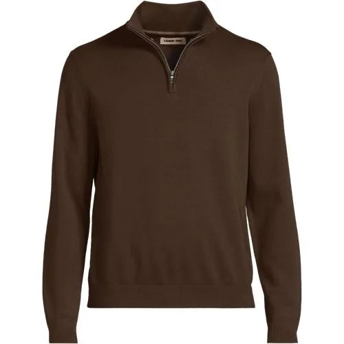 Men's Long Sleeve Fine Gauge Cotton Quarter Zip Sweater