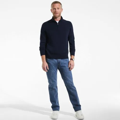 Men's Long Sleeve Fine Gauge Cotton Quarter Zip Sweater
