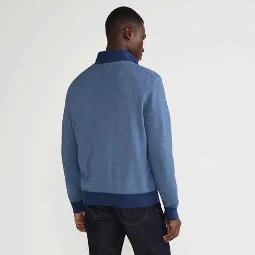 Men's Long Sleeve Fine Gauge Cotton Quarter Zip Sweater