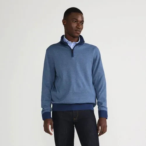 Men's Long Sleeve Fine Gauge Cotton Quarter Zip Sweater