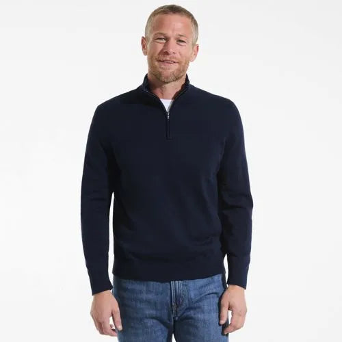 Men's Long Sleeve Fine Gauge Cotton Quarter Zip Sweater