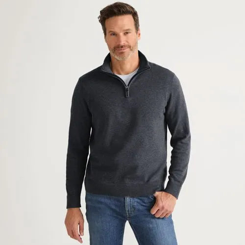 Men's Long Sleeve Fine Gauge Cotton Quarter Zip Sweater