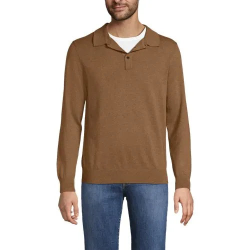 Men's Long Sleeve Cotton Sweater Polo