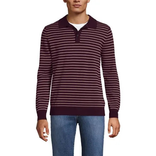 Men's Long Sleeve Cotton Sweater Polo
