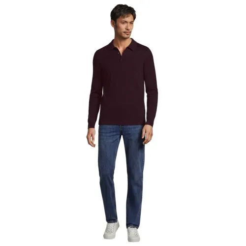 Men's Long Sleeve Cotton Sweater Polo