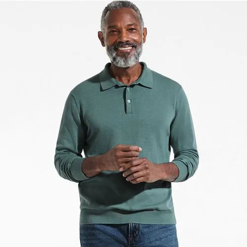 Men's Long Sleeve Cotton Sweater Polo