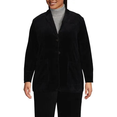 Women's Plus Size Wide Wale Corduroy Blazer