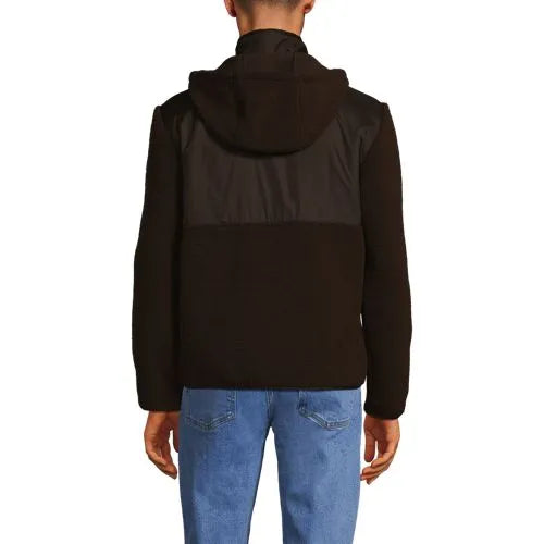 Men's Hooded Half Zip Faux Fur Sherpa Fleece Pullover