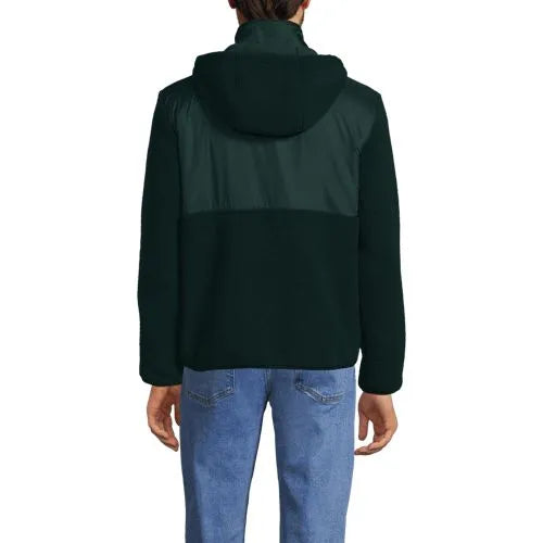 Men's Hooded Half Zip Faux Fur Sherpa Fleece Pullover