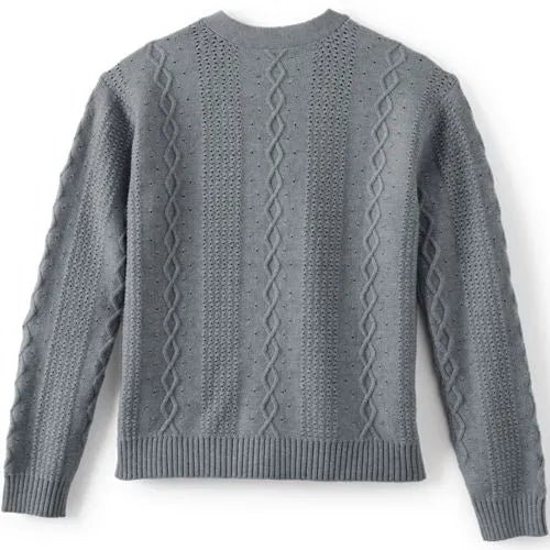 Girls Button Front Cable Cardigan