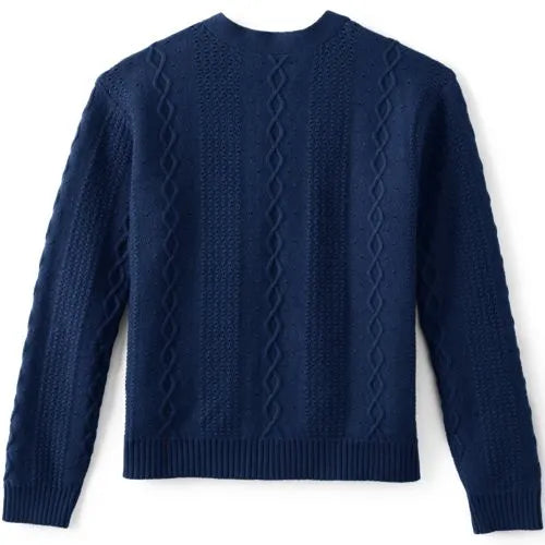 Girls Button Front Cable Cardigan