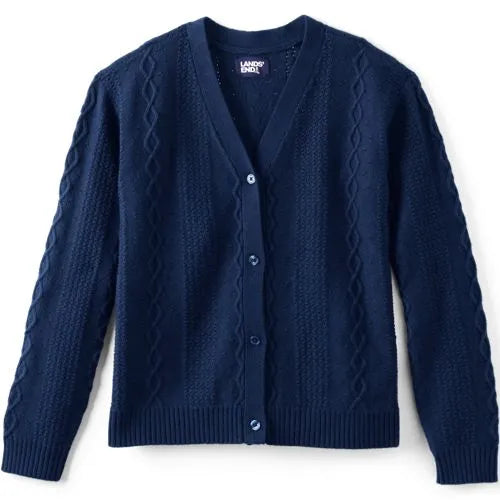 Girls Button Front Cable Cardigan