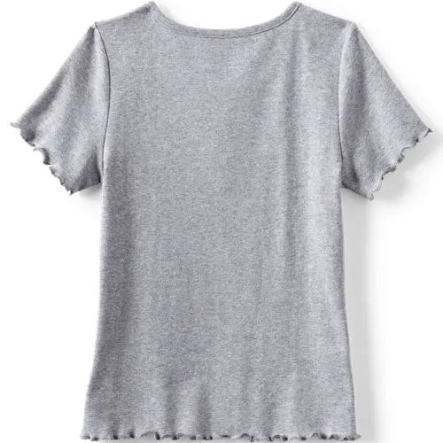 Girls Short Sleeve Ribbed Henley T-Shirt